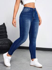 SHEIN Essnce 女士日常简约紧身牛仔裤