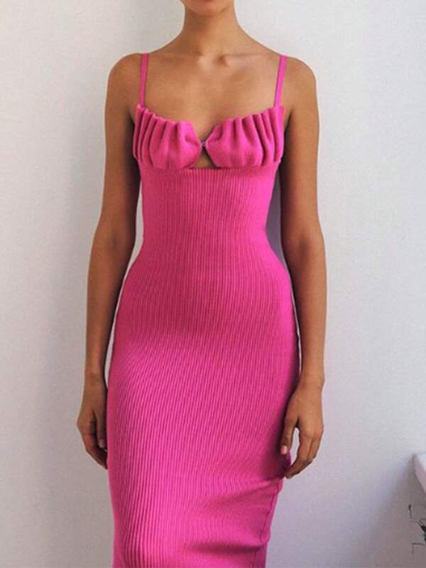 New Spring/Summer Plain Sleeveless Bodycon Backless Dress With Spaghetti Straps For Women