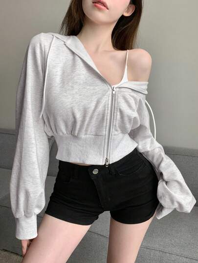 DAZY 女式束腰保暖连帽衫女式夹克，秋季女装