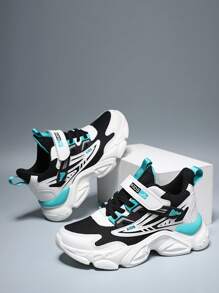 儿童男童春秋低帮运动鞋可调节，易于穿脱，适合日常穿着，厚底，柔软舒适，撞色厚底运动鞋，时尚百搭，开学季学生鞋，彩色运动鞋