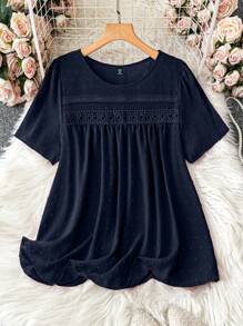 大码女式纯色简约休闲提花衬衫