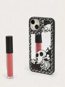 Corpse Bride | ROMWE Funda de teléfono regular personalizada con estampado de calavera - Plateado - Ver 3