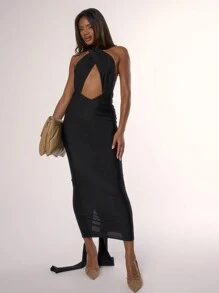 MUSERA Slinky Multi Wrap Drape Midaxi Holiday Party Dress Elegant Spring Summer Vacation - Black - View 5