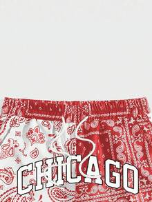 Prep Men Paisley Print Drawstring Waist Loose Casual Shorts - Multicolor - View 4