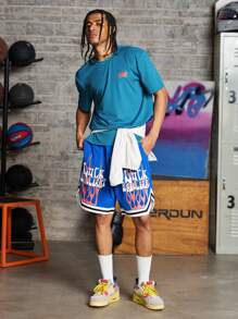 Gym Rark 男友风男士圆领字母印花短袖运动T恤，夏季校园 - 綠色 - 查看 6