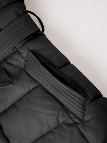 Risissida Women's Minimalist Multi-Functional Outdoor Commuter Jacket With Fur Collar, Elegant And Fashionable, With Belt - Black - View 8