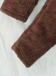 Set de 2 piezas de ropa de estar en casa informal para bebés niños con pantalón largo marrón de felpa y top de manga larga