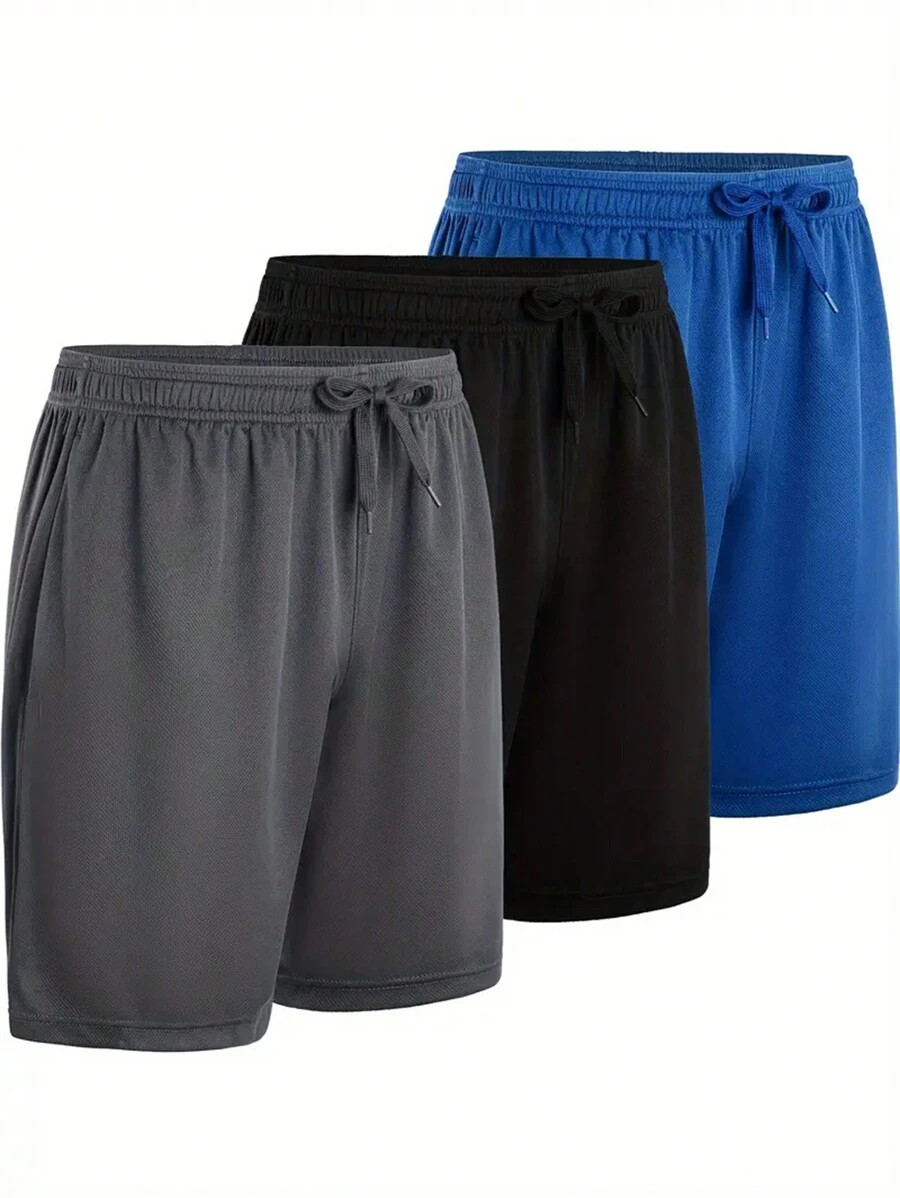 Manfinity Sport Corelite Bộ 3 quần short thể thao nam kiểu boyfriend, màu trơn, đơn giản, thoải mái, thích hợp cho phòng tập gym, tập luyện, thoáng khí. Quần thể thao thấm mồ hôi. - Nhiều màu - Xem 1