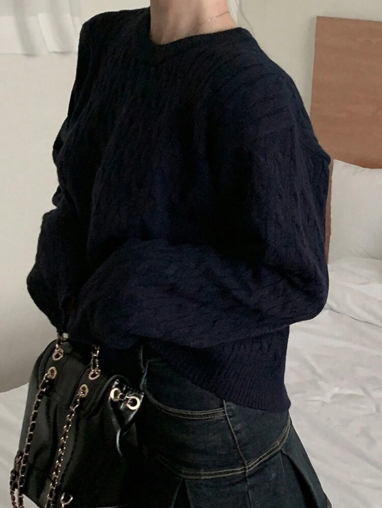Women's Round Neck Long Sleeve Bow Tie Knitted Sweater, Autumn,Fall Women Clothes