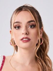 Twin Melody X SHEIN Aretes envolventes exagerados de alta gama y retorcidos tejidos de moda europea y americana para mujeres, aros C chic y versátiles
