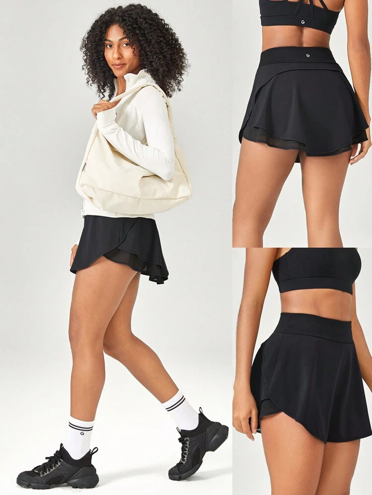 Women Daily Fitness Sports Skort With Pockets Tennis Skirt