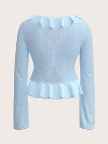 Sweetina Sheer Long Sleeve Open Front Top