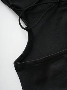 INAWLY Solid Color Backless Sleeveless Bodysuit, Casual & Vacation Women's Clothing, Summer