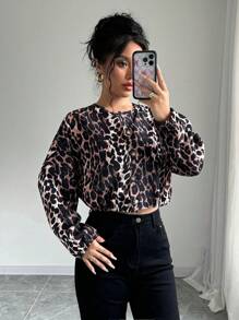 Chiquease Women's Spring & Autumn Leopard Print Long Sleeve Short Jacket - Multicolor - View 3