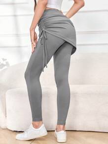 Mulvari 女士纯灰色简约抽绳紧身裤，休闲