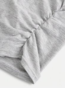 SHEIN Girlism 3 件套青少年女孩 V 领褶皱短袖纯色 T 恤