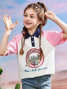 ASK JUNIOR T-shirt d'été imprimé pour filles pré-adolescentes, style collégial pour la rentrée scolaire - Rose bonbon - Voir 8