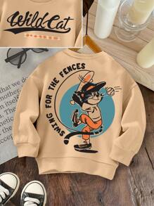 SHEIN Leap Crew Lässig leibchen mit Cartoon-Muster, geeignet für den Sommer - Khaki - Übersicht 1