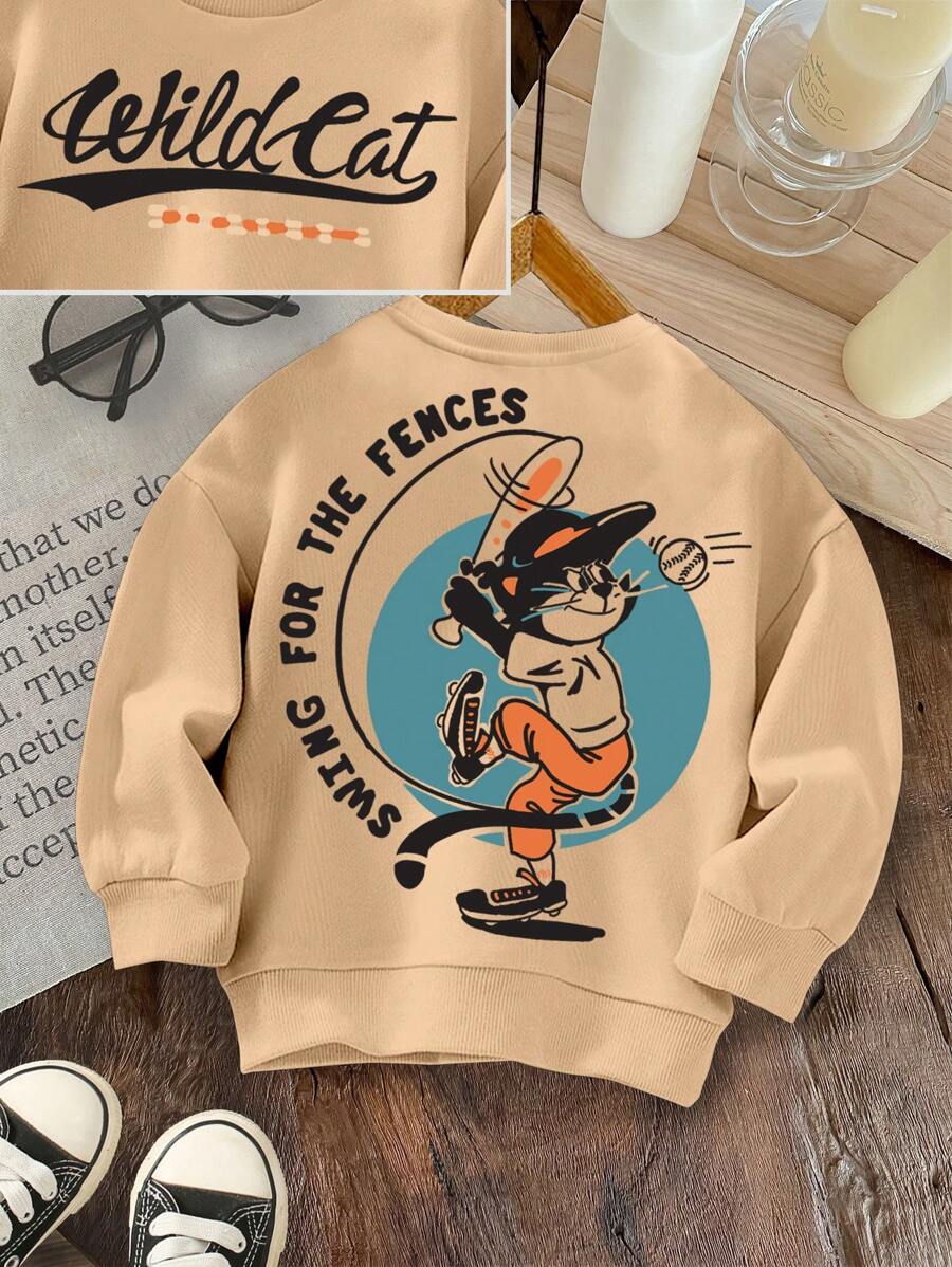 SHEIN Leap Crew Lässig leibchen mit Cartoon-Muster, geeignet für den Sommer - Khaki - Übersicht 1