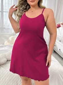 Plus Size Backless Butterfly Embroidery Nightgown - Hot Pink - View 3