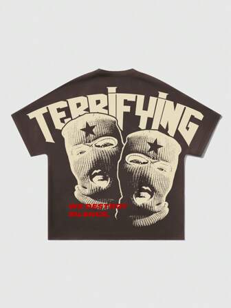Grunge Punk Camiseta de manga corta suelta con estampado retro de calle para hombres, estilo callejero de verano vintage