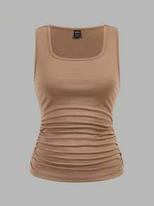 SHEIN LUNE 3pcs/Set Casual Solid Color Slim Fit Camisole Tank Top For Women, Suitable For Autumn And Summer