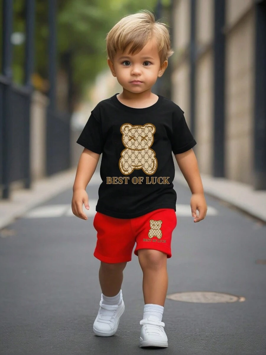 青少年男孩两件套休闲街头可爱运动薄款夏季