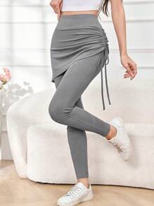 Mulvari 女士纯灰色简约抽绳紧身裤，休闲