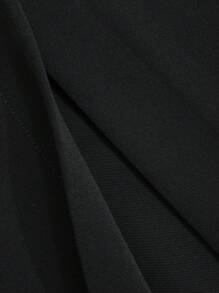 Livesso Falda negra ajustada con abertura larga de unicolor para mujer, ropa de otoño