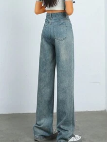 Women's Solid Color Simple Casual Denim Jeans