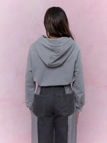 MISSGUIDED Bộ đồ liền thân có mũ trùm đầu phiên bản giới hạn, trang phục giải trí, tay dài, dây rút, thu đông, phong cách đường phố, thường ngày, đô thị - Xám - Xem 2