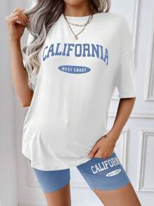 SHEIN Maternity Two Pieces Suits - Blue and White - View 5