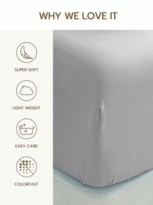 1 pieza Sábana ajustada de unicolor, protector de colchón, suave y transpirable, se ajusta a varios tamaños de cama - Gris Claro - Ver 4