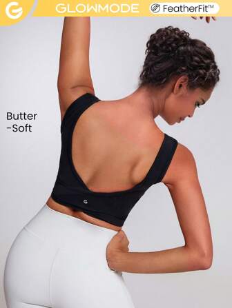 GLOWMODE Top De Treino Cruzado Com Recorte Featherfit™ Apoio Leve Para Yoga De Baixo Impacto Diário