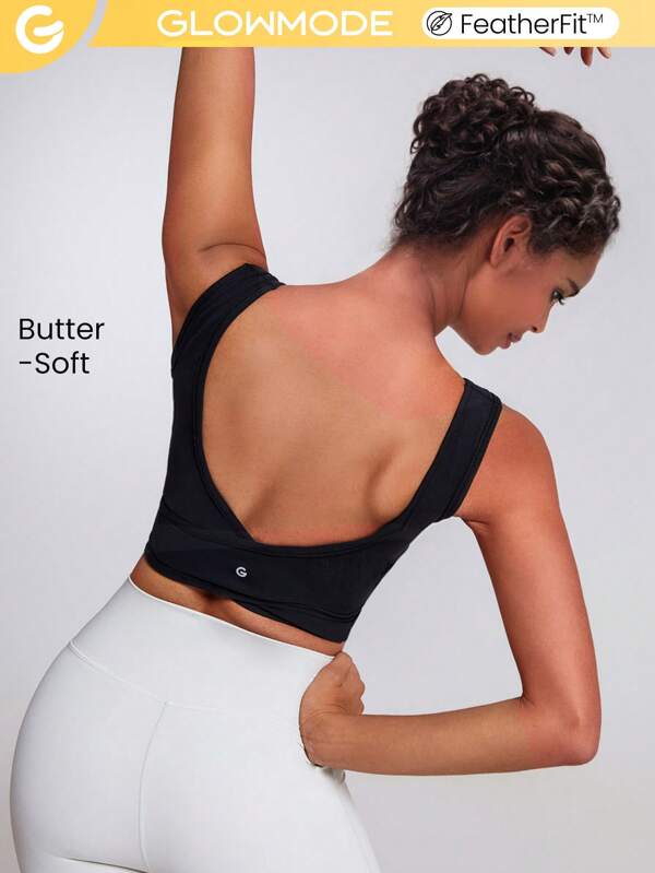 GLOWMODE Top De Treino Cruzado Com Recorte Featherfit™ Apoio Leve Para Yoga De Baixo Impacto Diário