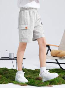 SHEIN Tween Jongen Patchdetail Klep zijzak Shorts