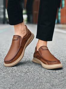 大地色系坡跟厚底凉鞋 学院风运动鞋 独特乐福鞋系列 复古休闲简约英式运动商务优雅户外徒步远足派对度假 - 棕色 - 查看 10