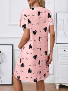 Koszula nocna z krótkim rękawem i nadrukiem dla kobiet w ciąży