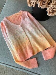 DAZY Women's Tie Dye Tie Dye V-Neck Long Sleeve Cardigan,Fall Clothes - Burnt Orange - View 9