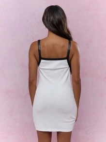 MISSGUIDED PU Belt Straps Contrast Binding Bodycon Mini Dress