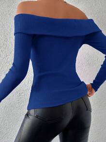 EURMUSE 棉质两件套女士露肩纯色休闲上衣，黑色和红色 - 彩色 - 查看 2