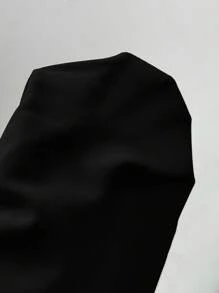 SHEIN LUNE 女士夏季純色短袖百褶休閒襯衫 - 黑色 - 查看 7