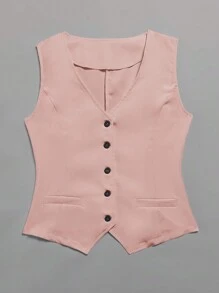 Mulvari Áo ghi lê màu trơn thường ngày mùa hè - Hồng - Xem 4