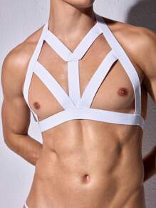 Phụ kiện đồ lót cổ dây rỗng màu trơn cho nam - trắng - Xem 7