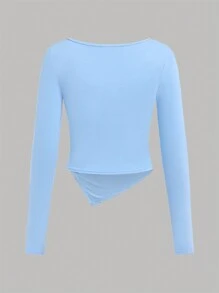 SHEIN Girlism Áo thun dài tay nhún bèo thường ngày cho bé gái tuổi teen mua 1 tặng 2 3 món/bộ - Nhiều màu - Xem 6