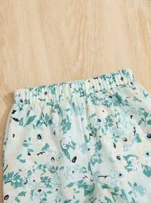 SHEIN 2pcs/Set Loose Casual Comfy Round Neck Homewear Set For Young Girls - Green - View 4