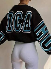 INAWLY Women's Letter Printed Drop Shoulder Sweatshirt Graduation,Back To School Outfits,Graduation,Teacher Outfits For Women,Back To School Pullover Fall Outfit