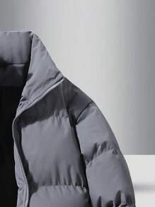 Men's Simple Grey Padded Coat, Warm, Warming - Mauve Purple - View 3