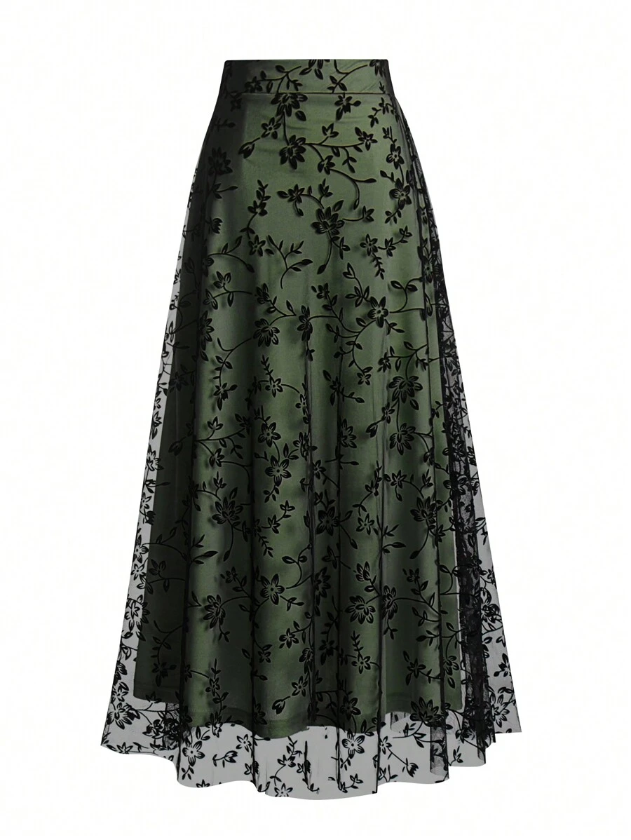 EARO 女士优雅通勤植绒网眼裙