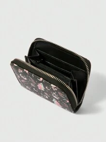 ROMWE Goth 1 chiếc ví mini Halloween Darker Magic dễ thương có khóa kéo, ví đựng tiền xu màu đen cho nữ - Nhiều màu - Xem 2